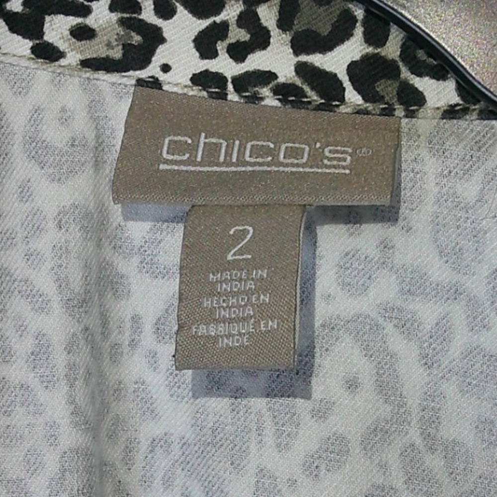 Chicos Leopard Print Button Front Jacket Gray Whi… - image 3